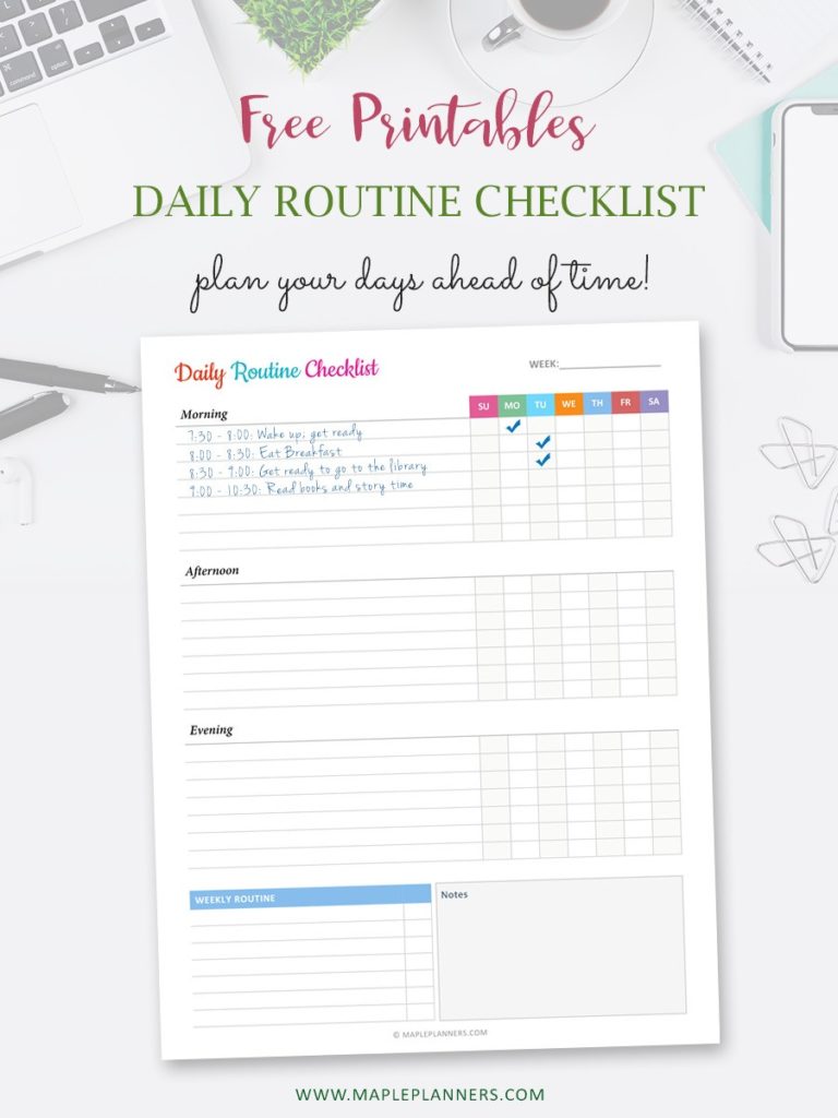 Plan your Routine with Daily Routine Tracker Printable