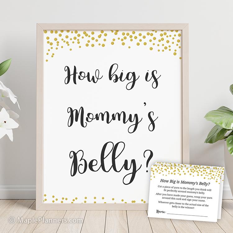 How Big Is Mommys Belly Geometric Printable Baby Shower Games 