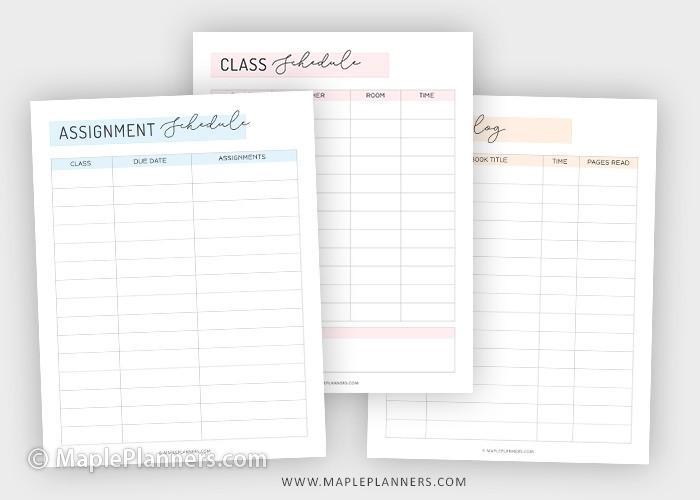 Assignment Schedule Planner Printable