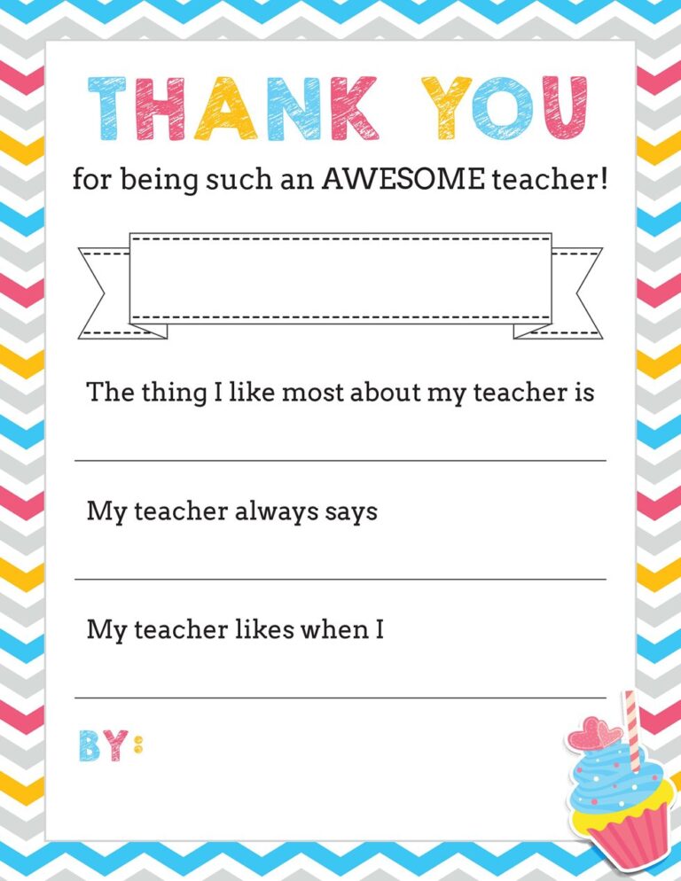 Free Printable Teacher Appreciation Thank You Notes