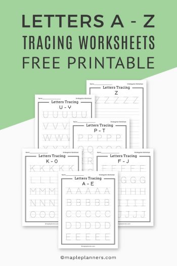 Free Printable Letters Tracing A-Z Worksheets for Kids