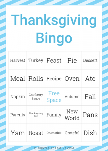 Free Thanksgiving Bingo Printable | Fun Activities for Kids