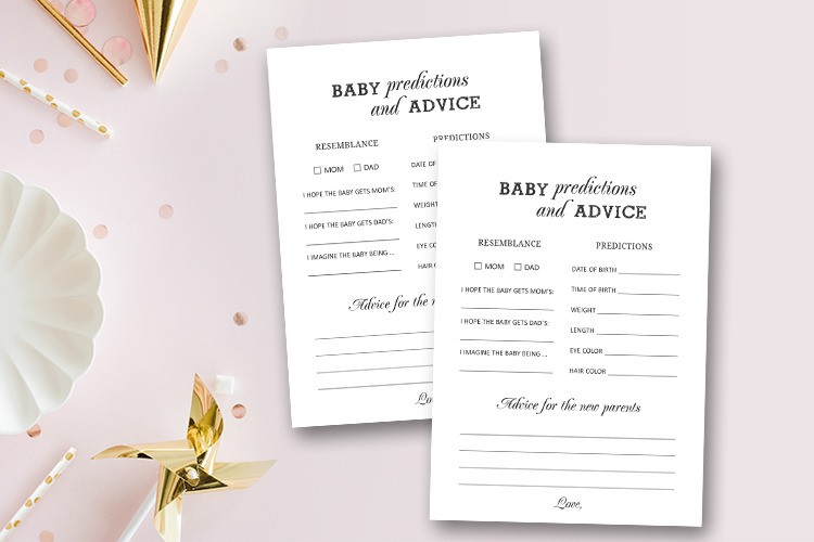 Free Printable Baby Prediction And Advice Cards Baby Shower Games