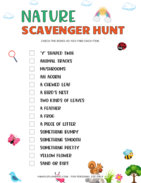 Printable Spring Backyard Scavenger Hunt for Kids