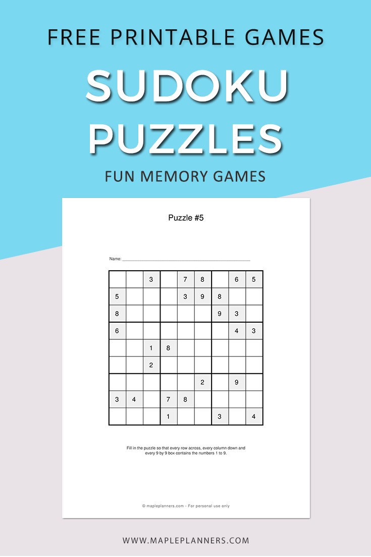 Printables - Sudoku Game 01