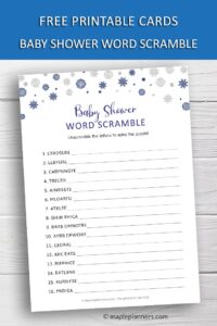 Winter Wonderland Baby Shower Word Scramble