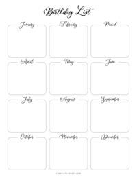 Free Printable Birthday List Templates