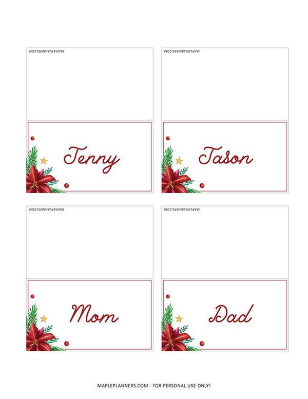 Editable Free Printable Christmas Place Cards Template Free Printable Download