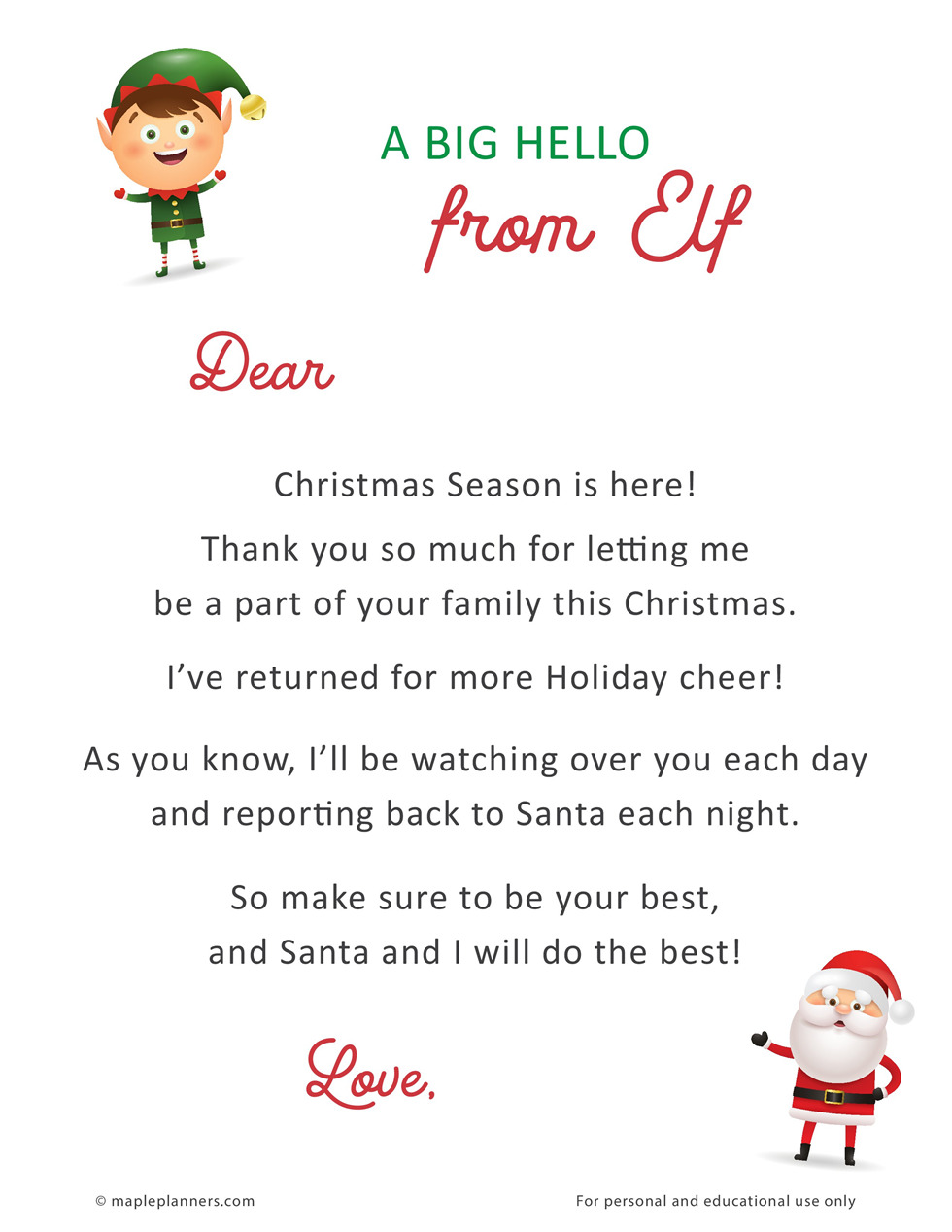 Printable Elf On The Shelf Letter Prntbl concejomunicipaldechinu gov co