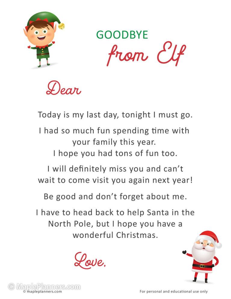 Free Printable Elf on the Shelf Template