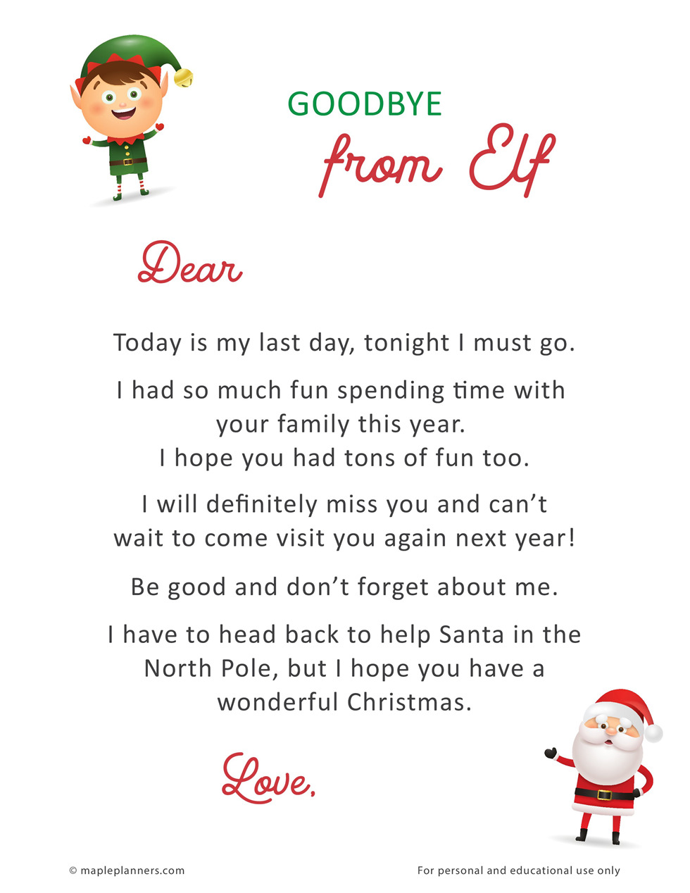 Free Printable Elf On The Shelf Template