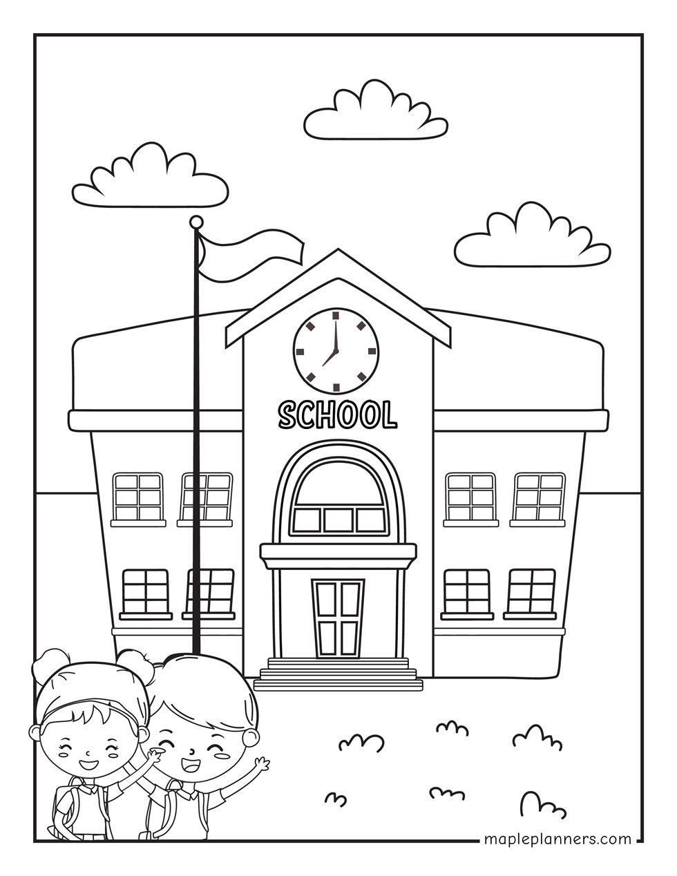 School Kids Coloring Pages Printable