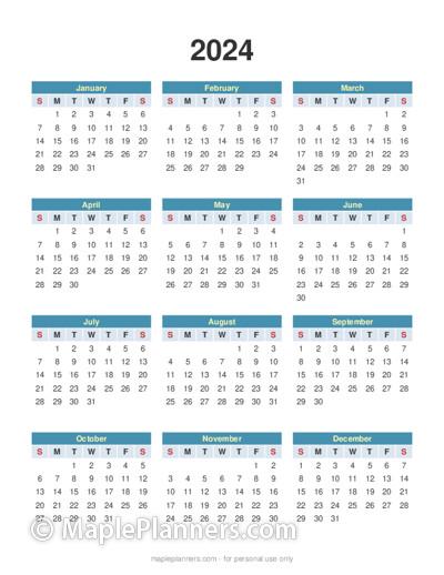 Yearly Calendar Maker | Make your own Year at a Glance Calendar