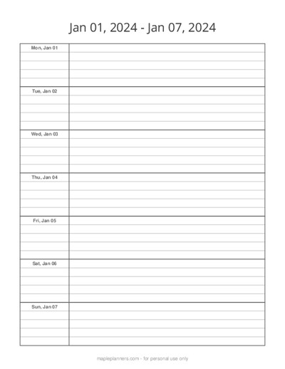 Make your Own Dated Weekly Lined Notes Page