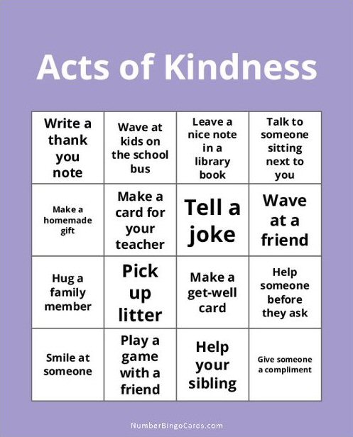 Acts of Kindness Bingo Printable