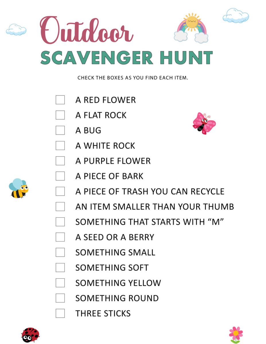 Outdoor Scavenger Hunt Printable