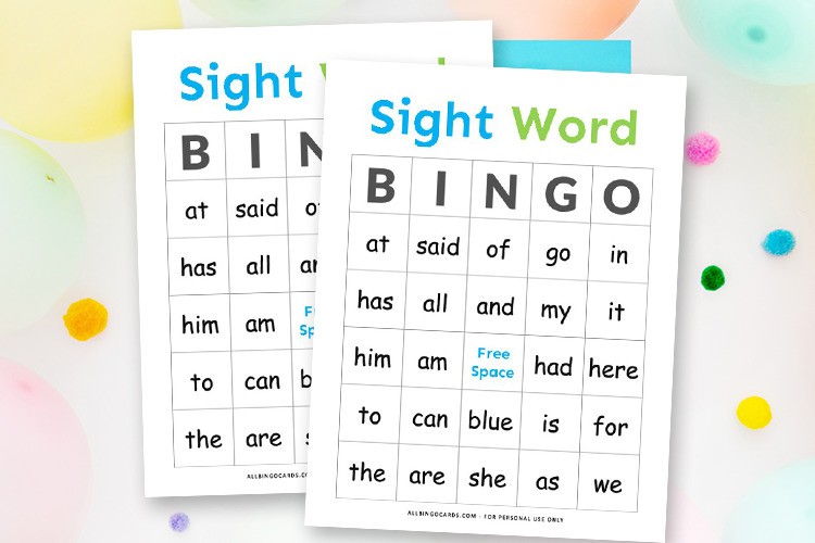 Sight Word Bingo for Kindergarten