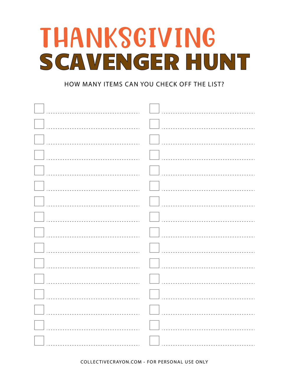 Scavenger Hunt Games Blank