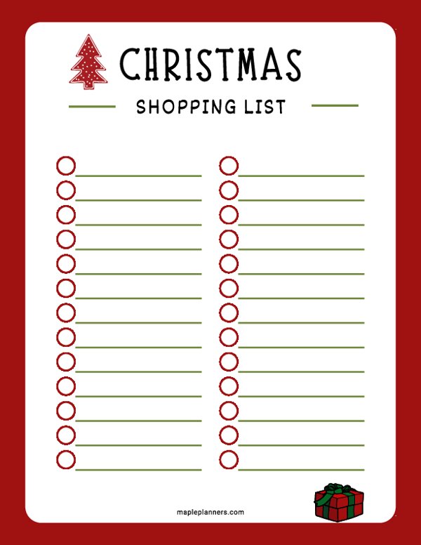 Free Printable Christmas Shopping List