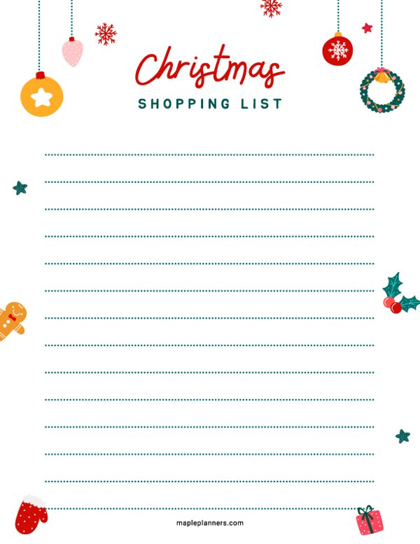 Christmas Shopping List Template