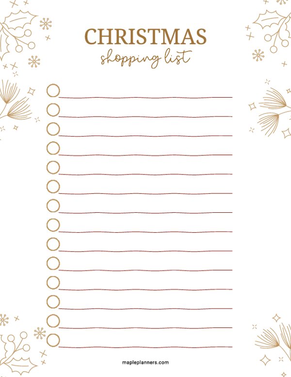 Printable Christmas Shopping List