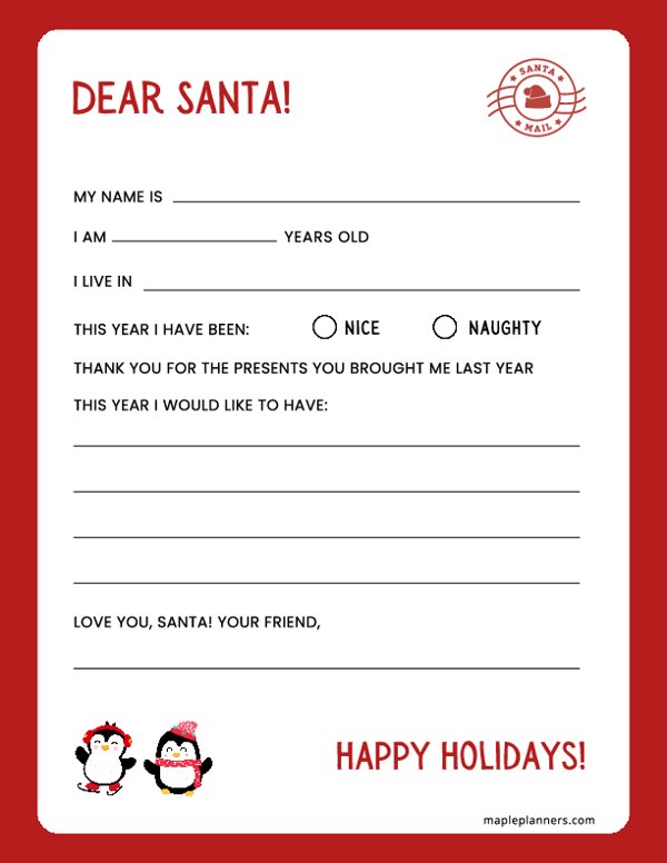 Santa Wish List Template