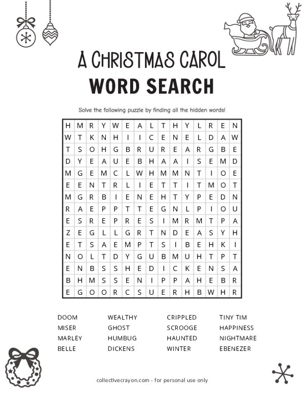 Christmas Carol Word Search