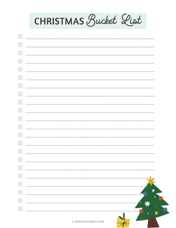 Christmas Bucket List Template