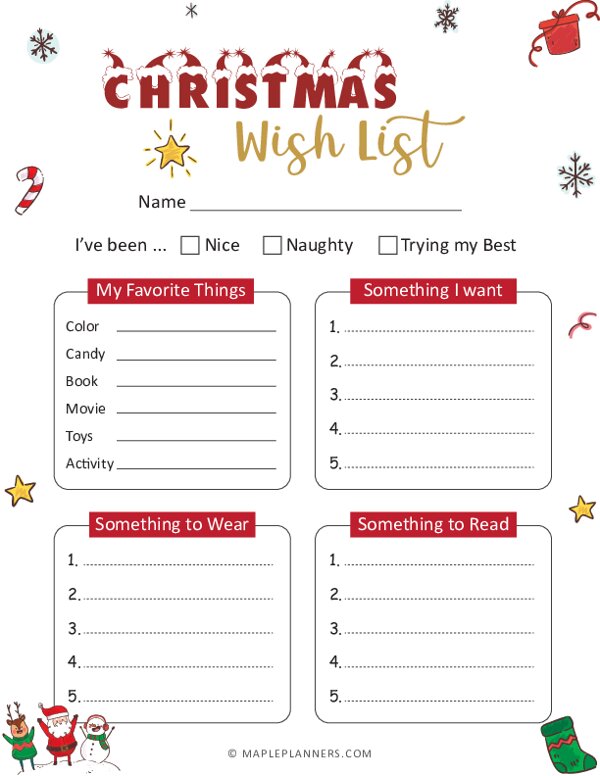 Christmas Wish List Printable