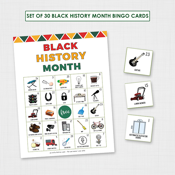 Black History Month Bingo Printable Cards